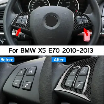 1 Pár Pravé karbonové Vlákna Volante Vozidla Tlačidlo Nálepky Na BMW X5 E70 2010 2011 2012 2013 Auta Styling