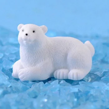 10pcs Micro Krajiny Polar Bear Ornament Rozkošný Polar Bear Ozdobu Živice Plavidlá Ploche Ozdobu (Zmiešaný Štýl)