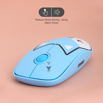 2.4 G Wireless Mouse Pad Set Roztomilý Kreslený Tichý Počítač Myš na 1600 DPI Ergonomický tvar, Optická Myš, USB Prijímač Pre Notebooky, Myši