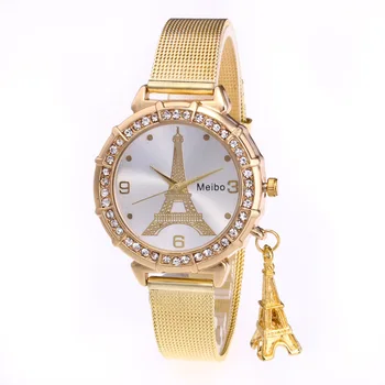 2020 Hot Predaj Luxury diamond Fashion Quartz Hodinky Náramok Populárnej Veže Oka Kapela Pár Elegantné Hodinky hodinky pre ženy
