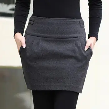 2020 Jeseň Zima Ženy Mini Sukne Ženy Plus Veľkosť Vlnené Sukne Slim Elegantné Vysoký Pás Krátke Sukne, Sukne Ženy S389