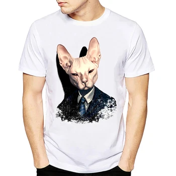 2020 Nové Letné Sphynx Cat T Košele Mužov v Pohode Zvierat Pán Gentleman Cat T-shirt Muž Tee Topy