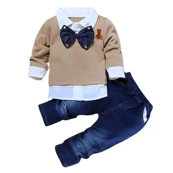 2021 Jeseň Nové detské Oblečenie Detské Oblečenie Chlapci T-shirt + Džínsy 2ks Športové Obleky Pre Chlapcov, Oblečenie, Deti Tepláková súprava 2-7 Rokov