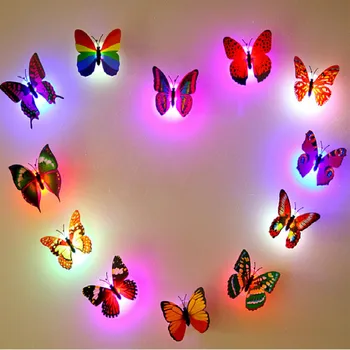 20pcs Tvorivé Farebný Motýľ Nočné Svetlo LED Svetlá Noc Atmosféru Svetla Môže Byť Vložená Domácej Ploche Dekorácie