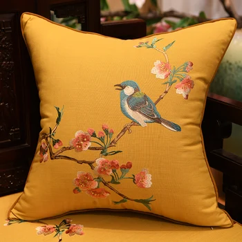 35x50/45/40x60/50/60 cm Čínsky kvet, vták vyšívaný vankúš operadla bavlnené obliečky vankúš sofa bedrových obliečka na vankúš