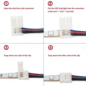 5050 4 Piny RGB LED Pásy Svetla Nastavenie Pásky, Konektor Plug Power Splitter Kábel 4-pin Ihly Samica Konektor Drôt