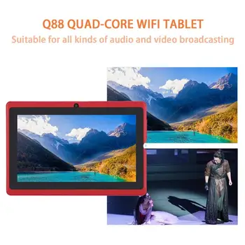 7 Palcový Zrekonštruovaný Q88 Quad-core Wifi Tablet sedempalcovým USB Napájanie 512MB+4GB Odolné Praktické Tablet Modrá