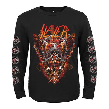 7 vzory kapela Slayer Lebky Punk Rock rocker muži ženy plné dlhé rukávy tričko heavy thrash metal čierny čaj fitness