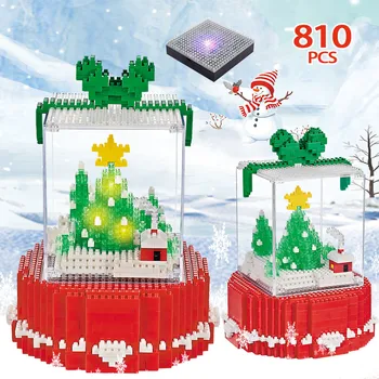 810pcs Mini Diamond Blokov LED Veselé Vianoce Strom stavebným DIY Crystal Box Vzdelávacie Tehly Hračka Pre Deti na Vianoce