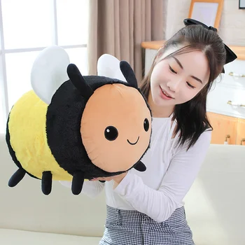 Cartoon Lienky Plnené Bee Plyšové Hračky Kawaii Valcové Hmyzu Plushie Zvierat 20/30/40 cm pre Deti Prítomný
