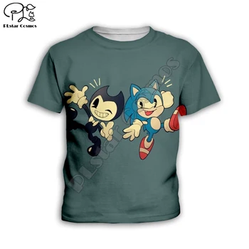Deti Nastaviť Anime Super Sonic Bendy 3d Deti Hoodies na zips Pulóver Cartoon Mikina Tepláková súprava/nohavice/rodina tričko šortky 2