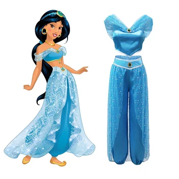 Dievčatá Jasmine Kostým nastaviť Žien Dieťa Brušného Tanca Šaty Aladdin je svetlo Nóbl Oblečenie pre Dospelých Dieťa Strany Karnevalové Kostýmy Princezná