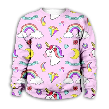 Dieťa nastaví 3D tlač cartoon ružový jednorožec hoodies dieťa, detské long sleeve rainbow Mikina na zips kabát chlapec, dievča, tričko a Nohavice