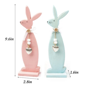 Domáce dekorácie 1 pár dreva Veľkonočné králik dekorácie Veľkonočné zajačik 3.3*1.6 v*12in blue & ružové drevo plavidlá 2 veľkostiach doprava zadarmo
