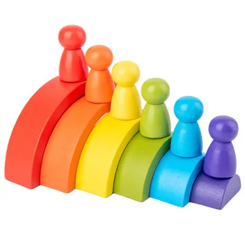 Dropshipping Rainbow Bloky Drevené Hračky Pre Deti Stavebné Bloky Uloženia Vysoko Darček K Narodeninám Vzdelávacie Hračky