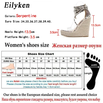 Eilyken Lete Krajky-Up Serpentíny Pevné Ženy Platformu Kliny Sandále Fashion Vysoké podpätky, topánky Dámske Otvorené prst Sandále, veľkosť 42