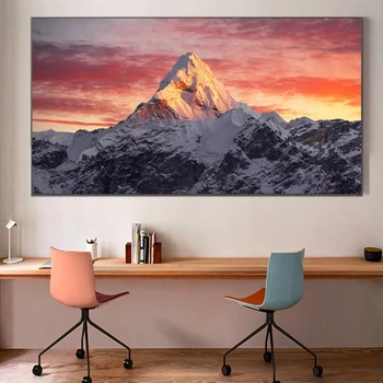 Everest Hora V západe Slnka Plátno na Maľovanie Krajiny Plagáty a Vytlačí Cuadros Wall Art Obrázok pre Obývacia Izba Domáce Dekorácie