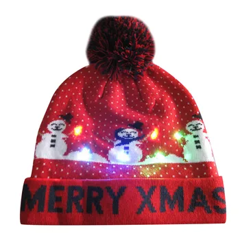 Farebné veselé vianoce LED Svetlo-až pletený hat ozdoby vianočné h čiapočku klobúk hairball teplé spp darčeky zimné klobúk vetrolam