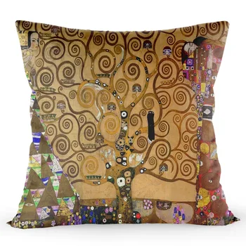 HOT PREDAJ Gustav Klimt Kiss Vankúš olejomaľba Domov Ozdobné obliečky na Vankúše Zlato Hodvábna Tkanina Vankúš Veľkosť 40*40 cm