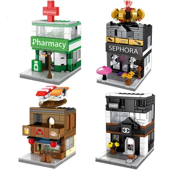 Hračka Bloky Architektúry Mini Street View Stavebné Bloky pre Deti Montáž DIY Mini Obchod Tehla Údaje Hračky Pre Deti,