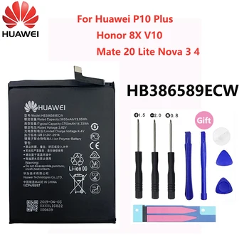 Hua Wei Pôvodné HB386589ECW 3650mAh Pre Huawei P10 Plus P10Plus Česť 8X Zobraziť 10 V10 Mate 20 Lite Nova 3 4 Batérie Telefónu