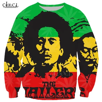 HX Reggae Spevák Tvorca Bob Marley 3D Tlač Muži Ženy Mikina Módne Hip Hop Dlhý Rukáv Harajuku Tepláková súprava Drop Shipping
