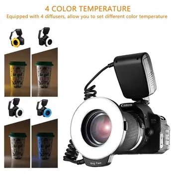 JINTU RF-550 Makro 48 LED Prsteň Svetla pre Canon Nikon Pentax Olympus DSLR Fotoaparáty + 6pcs Adaptér krúžky 49-77mm krúžok adaptér