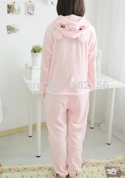 Kigurumi Dospelých Onesie Unisex Ružová Ošípaných Pyžamo Kostým Cartoon Oblečenie Nightgown Zvierat Pyžamá Sleepwear Kombinézach Remienky