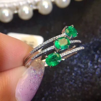 KJJEAXCMY boutique šperky 925 sterling silver vykladané prírodné smaragdovo zelený smaragd drahokam žena krúžok podpora detekcie