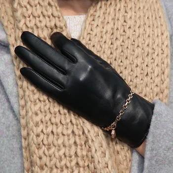 Kožené rukavice z ovčej dámske rukavice ženy rukavice teplé plus velvet rukavice jeseň a v zime teplý dámskej módy pre dodanie Zdarma
