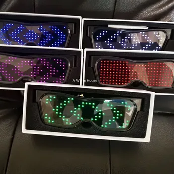 LED Okuliare Párty Neónové Sklo USB Nabíjanie CHEMION Bluetooth Okuliare Svetelný nočný klub Žiariaci Vianočný Blikajúce Svetlo slnečné Okuliare