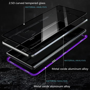 Magnetické Adsorpcie puzdro pre Samsung Galaxy Note 10 9 8 S10 S9 S8 Plus A21S A51 A71 A50 A70 A30 A20Transparent Sklo, Kovový Kryt,