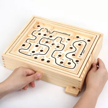 Montessori 3D Bludisko Loptové Hry Gombík Drevený Labyrint, Hračky pre Deti, Vzdelávacie Hračka Ručne Hádanky Koľajových Korálky Dieťa Chlapec Darček