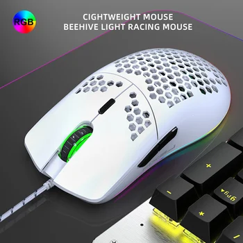 Najnovšie 6400 DPI Honeycomb Hernej Myši 6 Tlačidiel Káblové RGB Osvetlenie Programovateľné Hernej Myši Hráč Notebook Príslušenstvo sourie