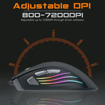 Originálne Káblové Povolanie Hernej Myši Myši 3600/7200DPI RGB Podsvietenie LED Optický Snímač 7 Tlačidlo Pre Prenosný Počítač PC Gamer