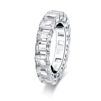 PANSYSEN Reálne 925 Sterling Silver Emerald Rez Vytvorený Moissanite Diamantové Zásnubné Snubné Prstene Ženy Jemné Šperky Krúžok