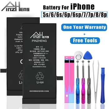 PINZHENG Skutočnú Kapacitu Batérie Pre iPhone 5S 6 6 7 8 Plus Náhradná Bateria Pre iPhone 5S 6 G 6S 7G 8G Plus Batérie