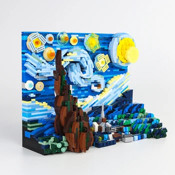 Pixel Art, Mozaiky Maľovanie DIY MOC Nastavte Hviezdnu Van Gogh Pixel Maľovanie na Svete Dielo Stavebného Bloku Darček Dekoračné Maľby