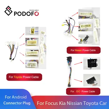 Podofo 2 din Android rádio Auto Príslušenstvo Wire Zapojenie Vedenia Adaptér Konektor Plug Univerzálny Kábel pre VW Nissian Toyota