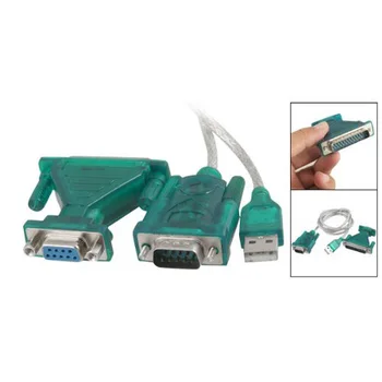 Podpora 1M USB na RS232 Sériové 9 Pin Kábel Adaptéra w DB9 DB25 Female to Male Konektor