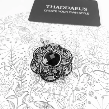 Prívesok, Čierny Kvet Ornament,2019 Úplne Nové Módne Šperky Európe 925 Sterling Silver Príslušenstvo Ročníka, Darček Pre Ženu
