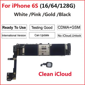 Pôvodný Dosky Pre iPhone 6S S Dotyk ID Odomknutý iCloud Čisté IMEI IOS Gold White Black Logic Board 16GB 32GB 64GB
