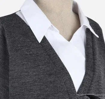 Retro tricot blusas 2019 Ženy topy Falošné dvoch-dielny tričko zase dole golier sveter slim oblečenie žien sveter plus veľkosť 5XL