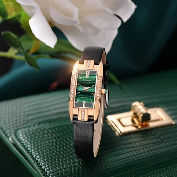 ROCOS Ženy Import Nepremokavé Quartz Hodinky Fashion Square Elegantné Dámske Náramkové hodinky Diamond Luxusné Značky Sledovať R0209S