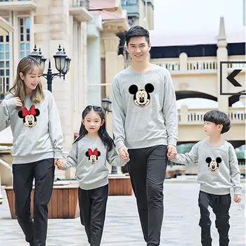 Rodina Disney Zodpovedajúce Oblečenie s Dlhým rukávom Mickey Otec, Matka, Dcéra, Syn, Mikiny Módne Otec, Mama Deti Zvrchníky