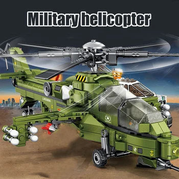 SEMBO Technic Militari WW2 Z-10 Bojovník stavebným Armas Vrtuľník, Lietadlo Zbraň Tehál, Blokov Detí, Chlapec hračky