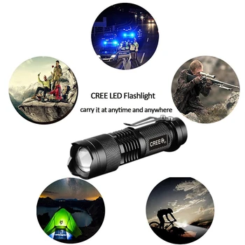 Silný Taktické Baterky Prenosné LED Camping Svetlá 3 Režimy Zoomovateľnom Pochodeň Svetla Lampy sebaobrany 6pcs/Veľa z50