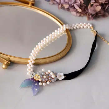SINZRY Hotsale ručné glazúra rybí chvost prírodné perly vintage chokers náhrdelníky tvorivé módne šperky príslušenstvo