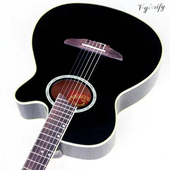 Skladom 39 palcový čierny rezu dizajn klasickú gitaru vysoký lesk 6 string klasická gitara pre začiatočníkov