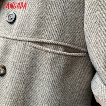 Tangada ženy vintage hrubé vlnené sako kabát vrecku 2020 zimné elegantný retro dámy teplý kabát vyhovovali kabát ASF64